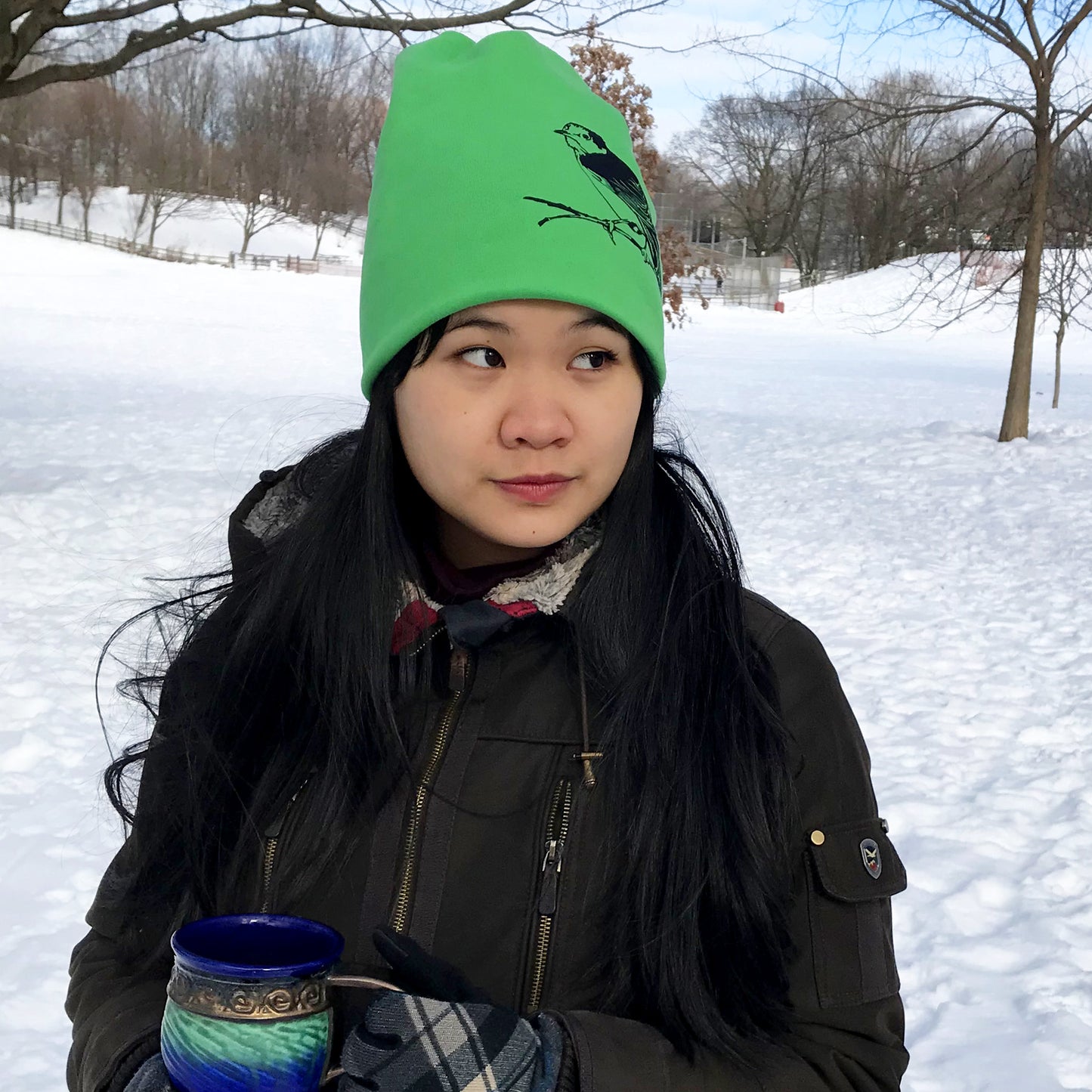Small Bird Slouchy Toque Hat Green Apple