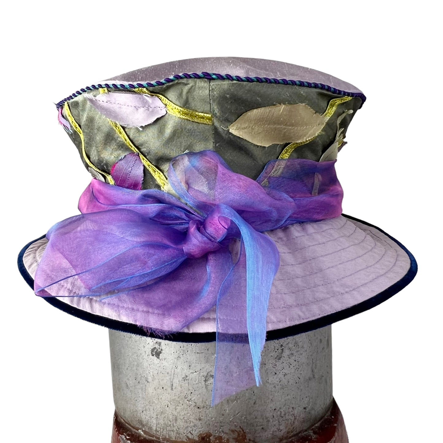 Garden Tea Evening Silk Hat Large Green Blue