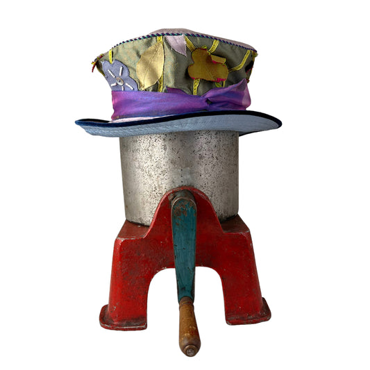 Garden Tea Evening Silk Hat Large Green Blue