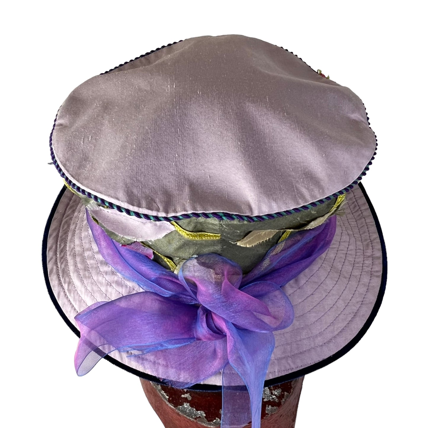 Garden Tea Evening Silk Hat Large Green Blue