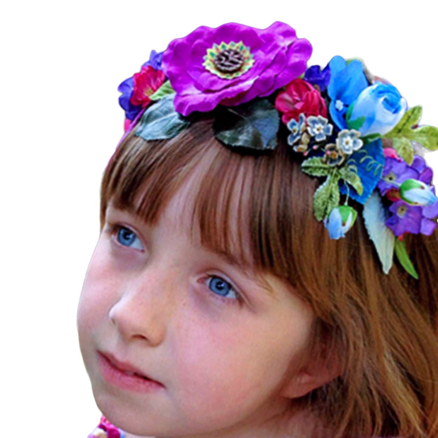 Girls Floral Hairband Fushia Purple Rose
