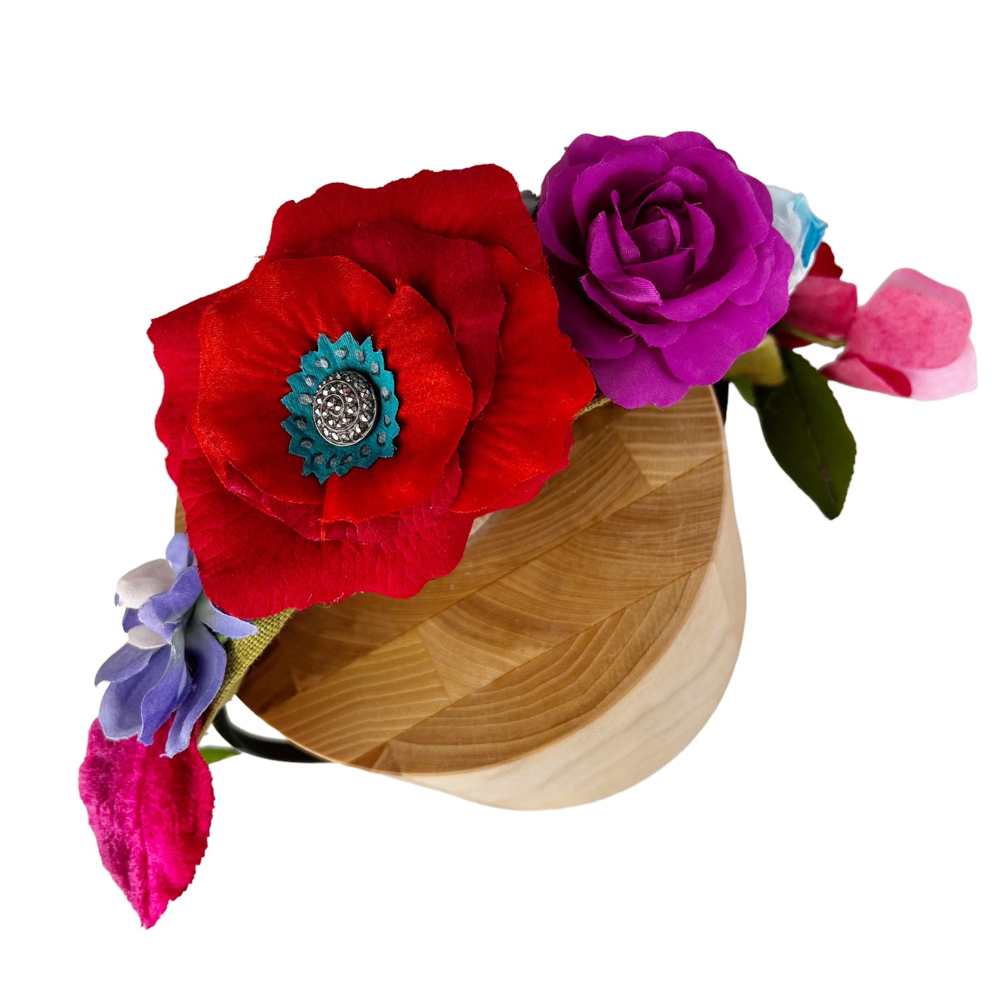 Girls Floral Hairband Red and Hot Pink Rose Tiara Crown