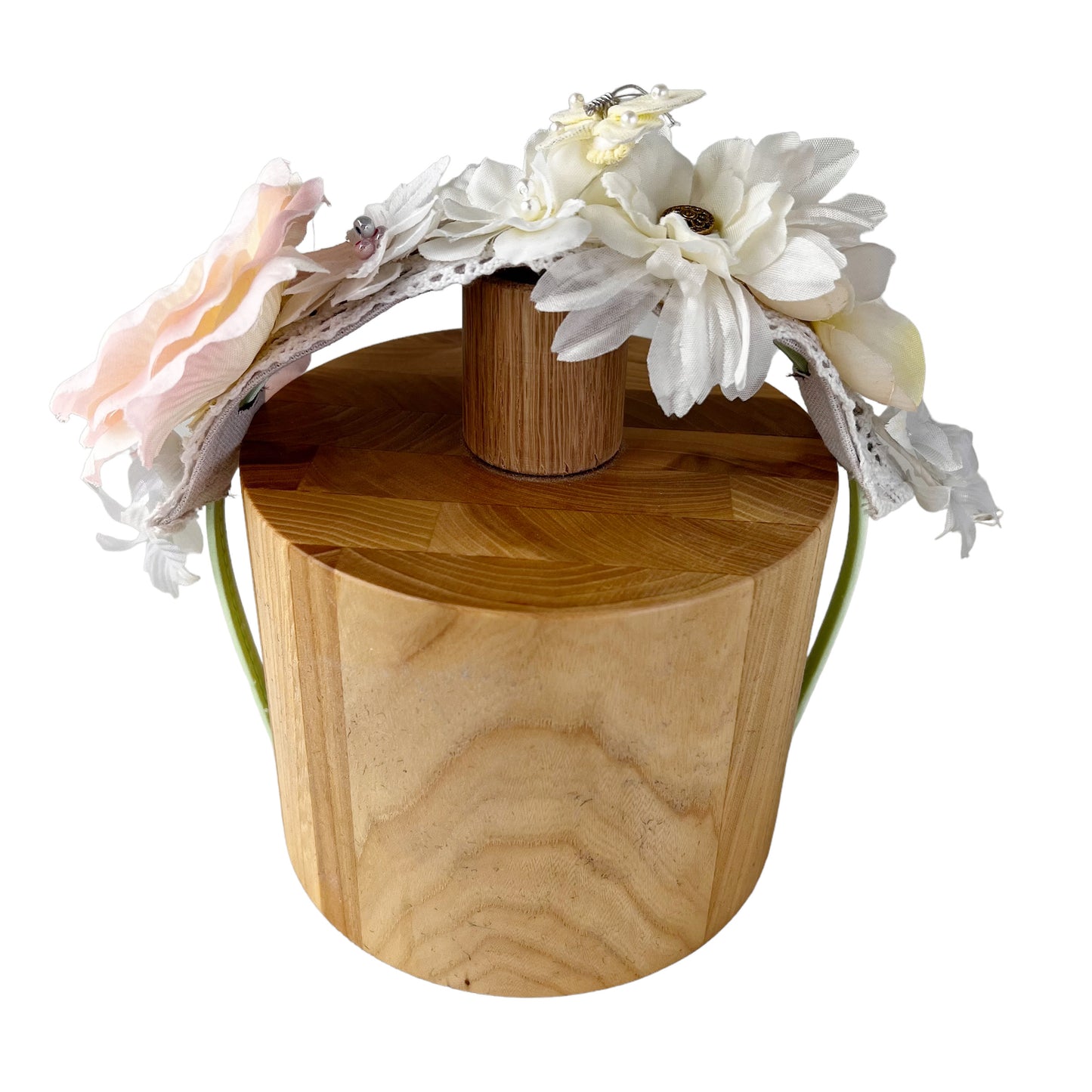 Girls Floral Hairband Pastel Peach Rose with Butterfly Crown