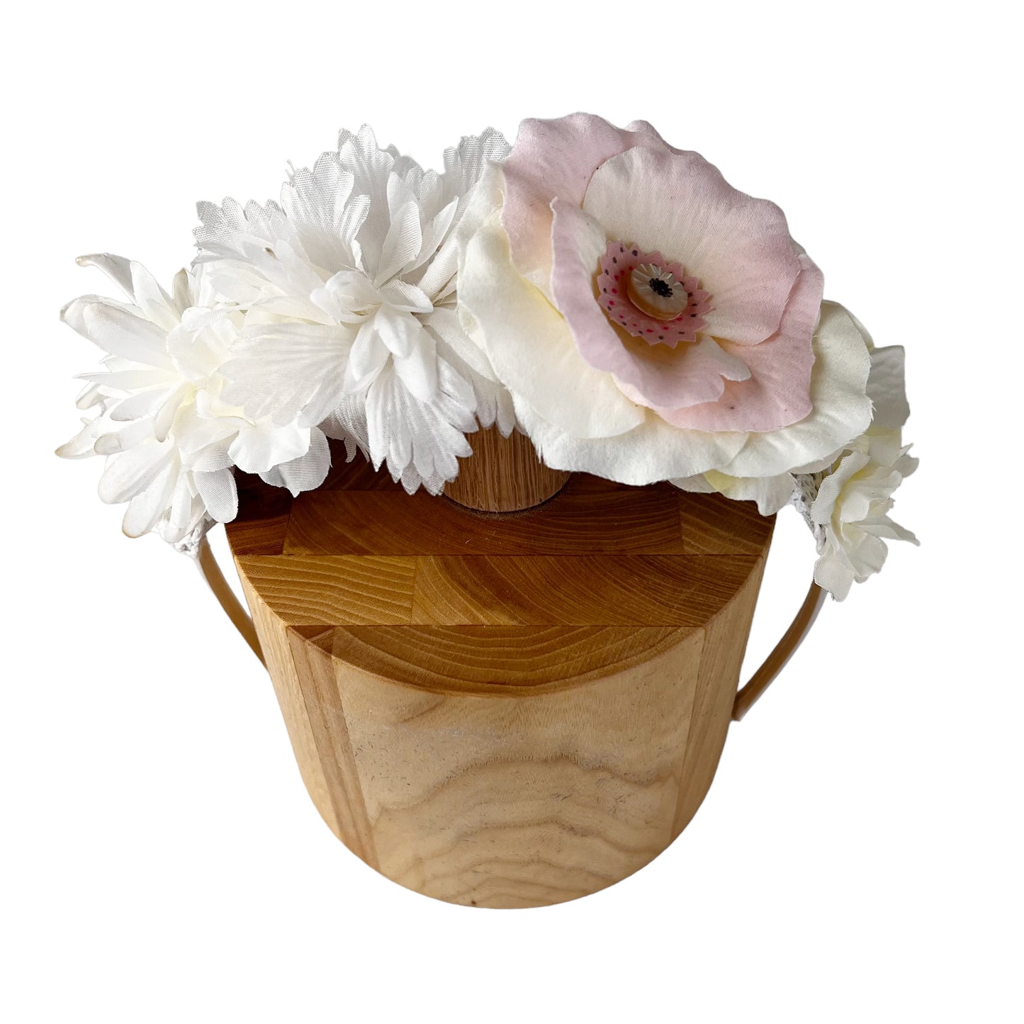 Girls Floral Hairband Pastel Peach Rose white flower Tiara