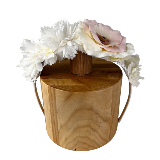 Girls Floral Hairband Pastel Peach Rose white flower Tiara