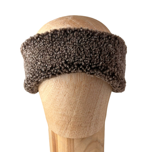 Grey Snow top Alpine Ear and Head Sheep Shearling Fur Band