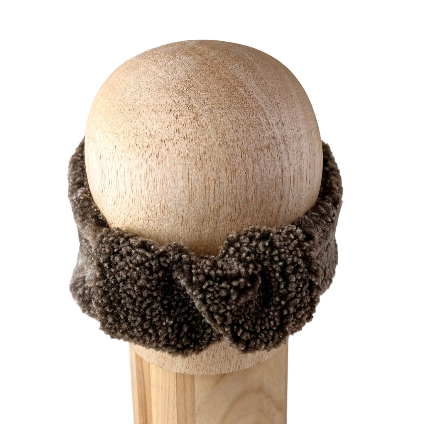 Grey Snow top Alpine Ear and Head Sheep Shearling Fur Band