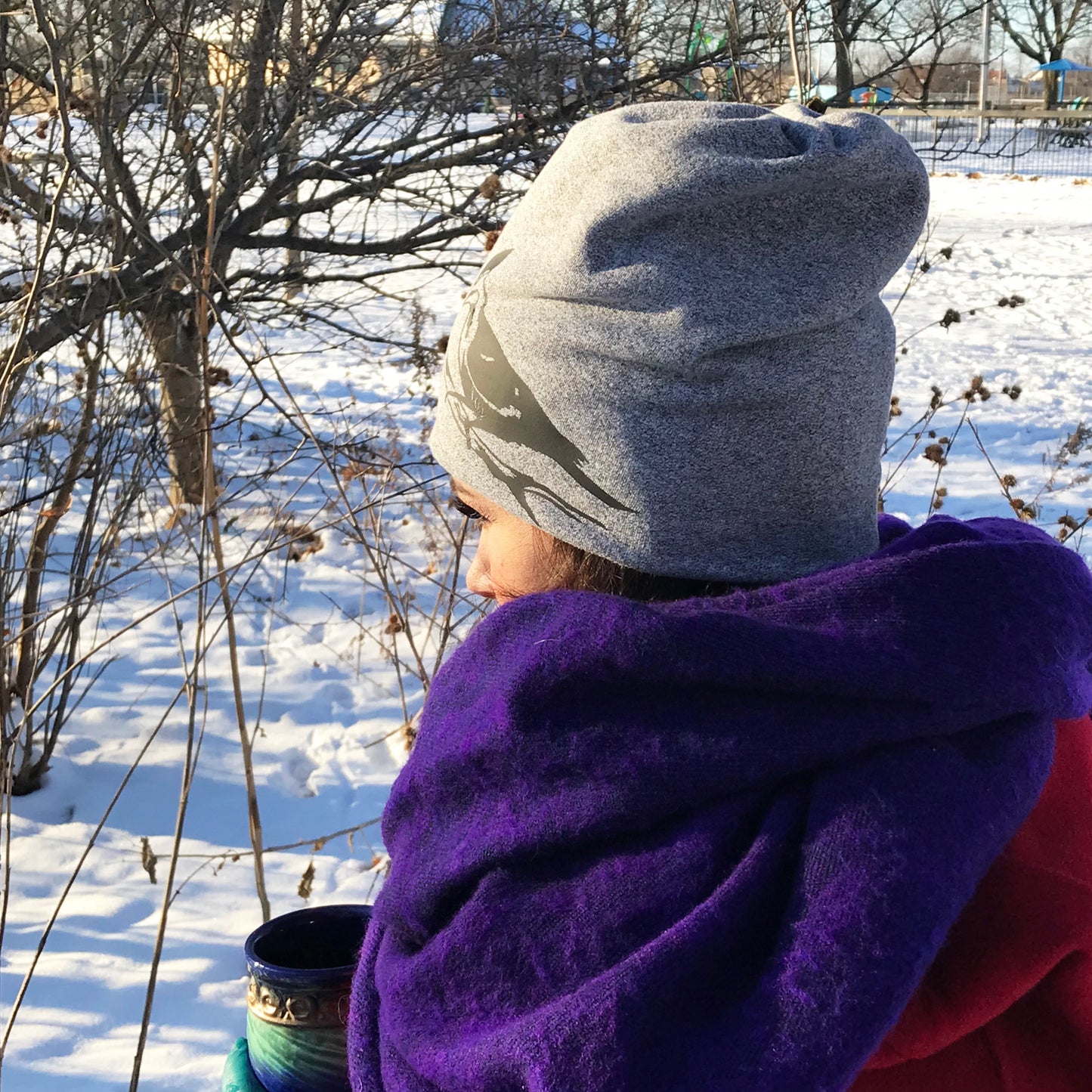 Pileated Woodpecker Slouchy Bird Toque Hat Grey