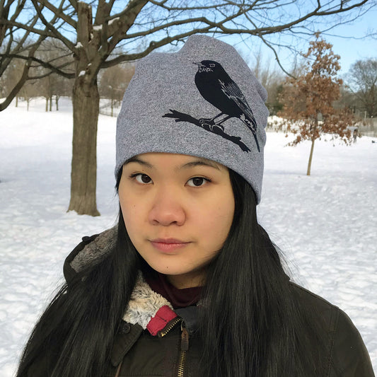 Robin Slouchy  Bird Toque Hat Heather Grey