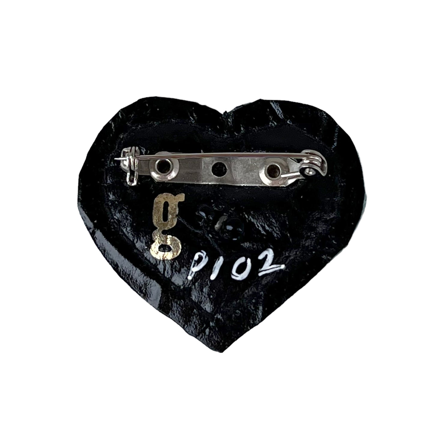 Heart Leather Button Brooch Green
