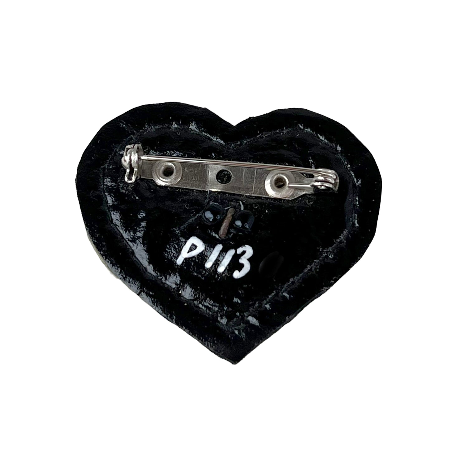 Heart Leather Button Brooch Red Olive
