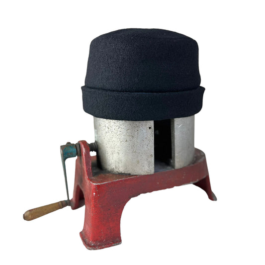 Large X Black Hedy Wool Pillbox Hat #2