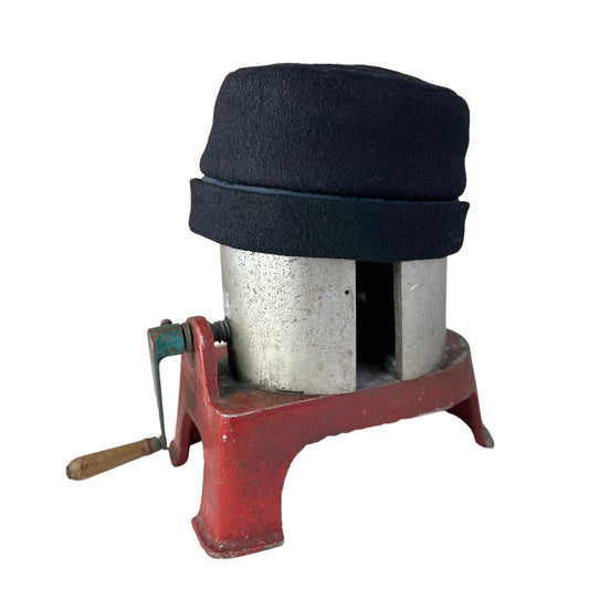 Large Black Hedy Wool Pillbox Hat #1