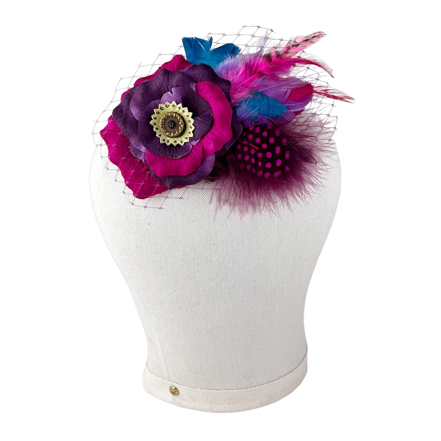 Hot Pink  PurpleRose Feather Fascinator Clip