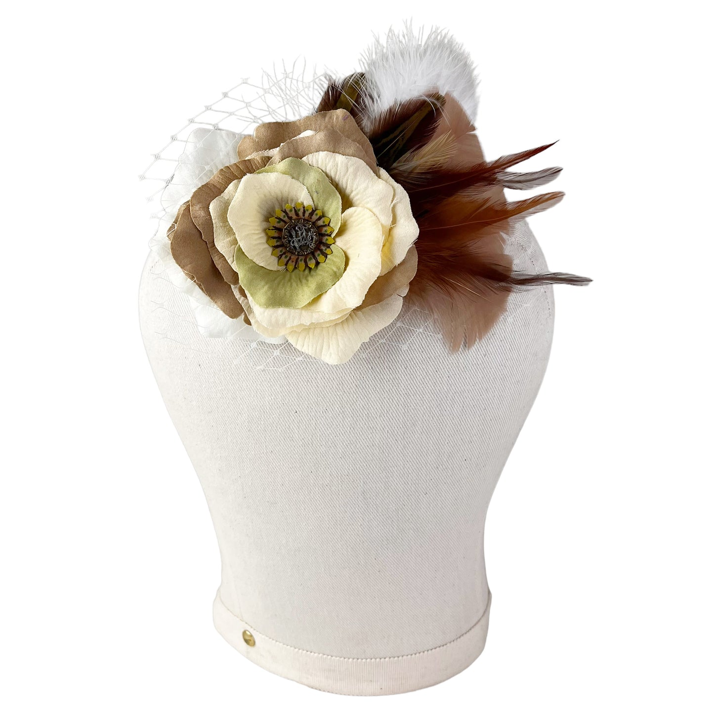 Ivory Beige Rose Fascinator Hair Clip