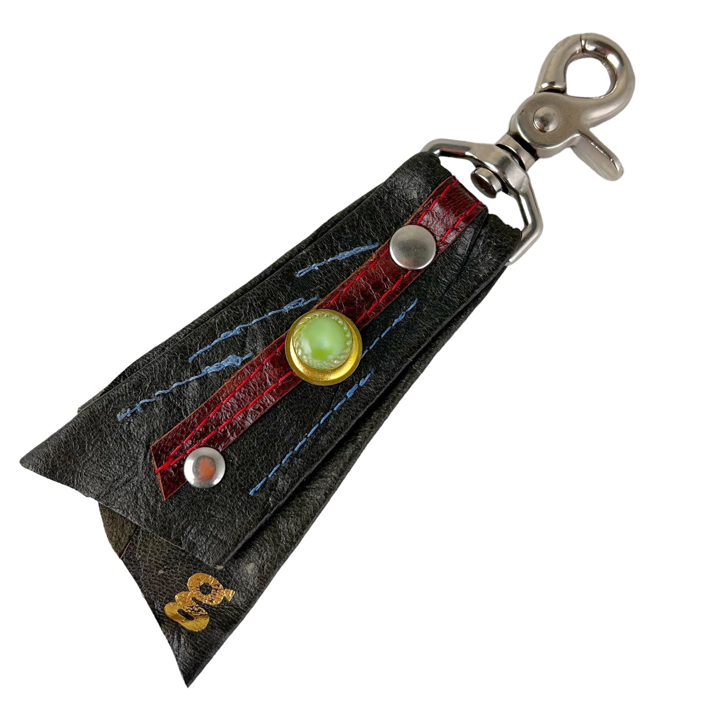 Goat Leather Key Hook Fob Dark Green