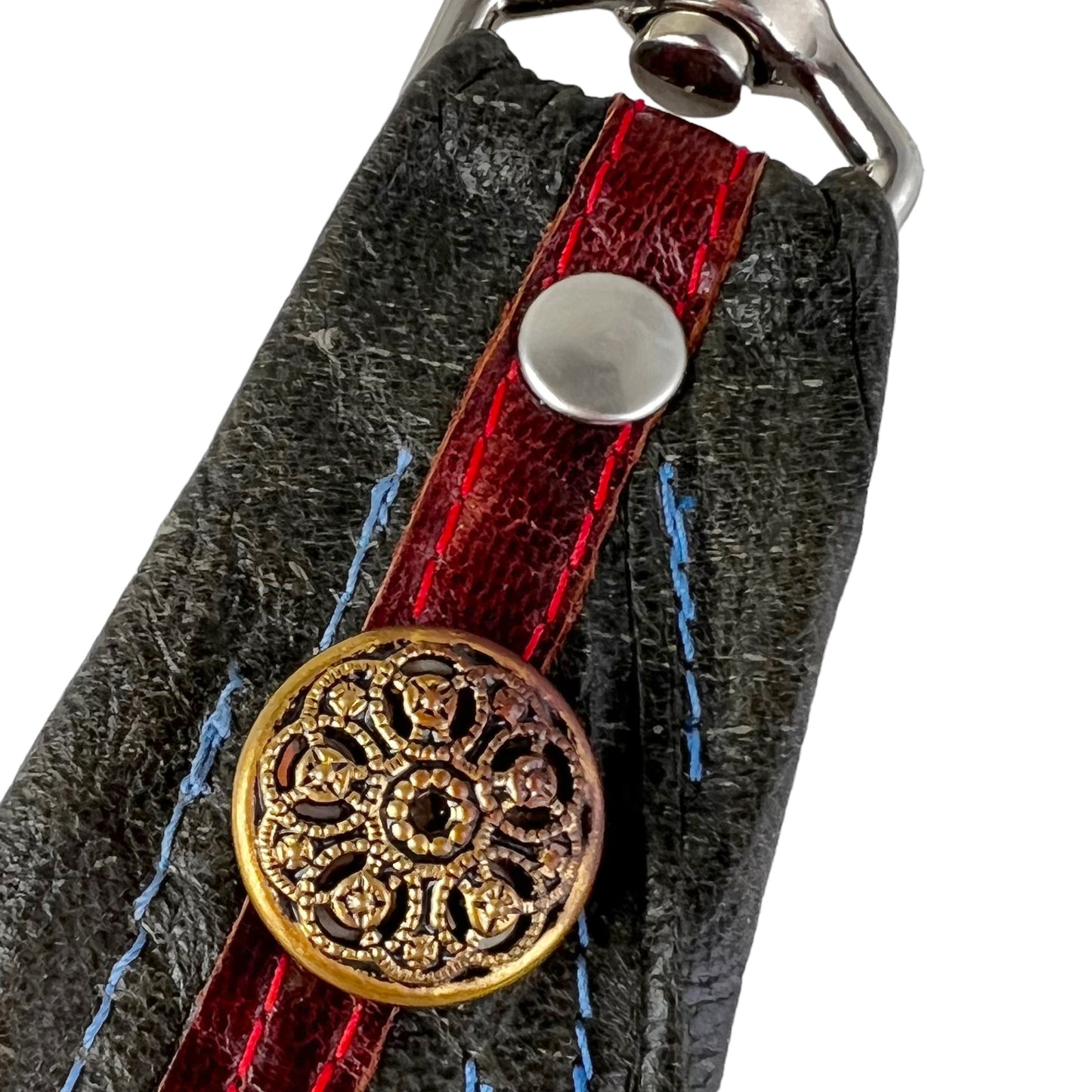 Goat Leather Key Hook Fob Dark Green