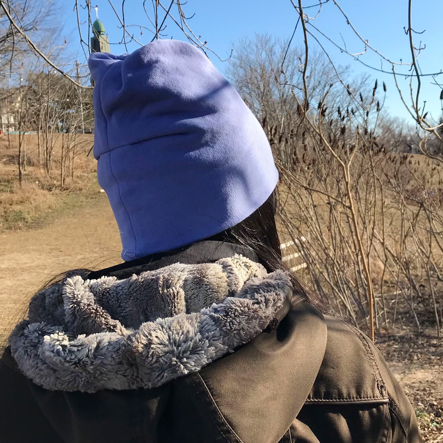 Wings Up Slouchy Bird Toque Hat Periwinkle Blue