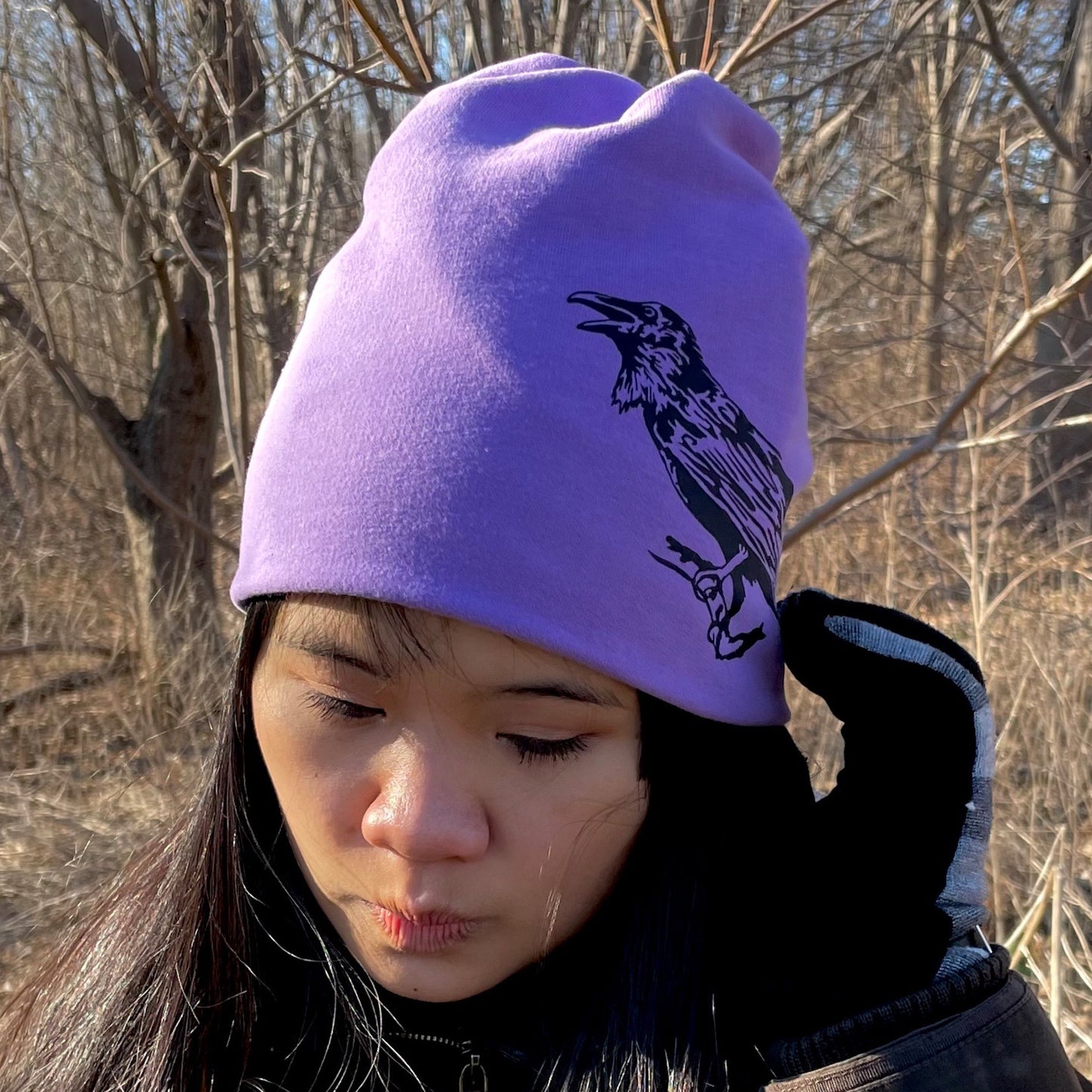Raven Slouchy Toque Hat Lilac Pink