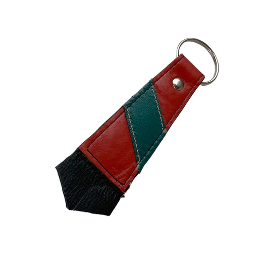 Large Orange Teal Cowhide Key Ring Fob