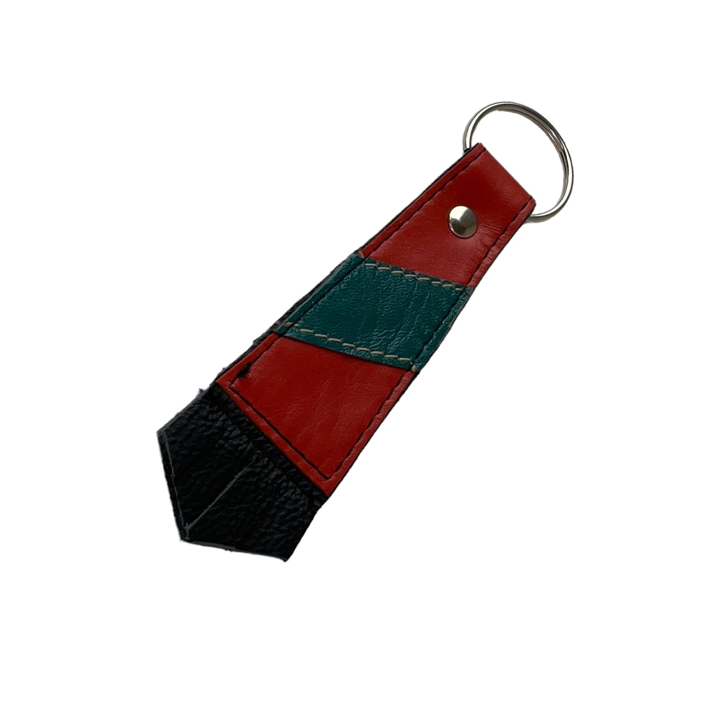 Large Orange Teal Cowhide Key Ring Fob