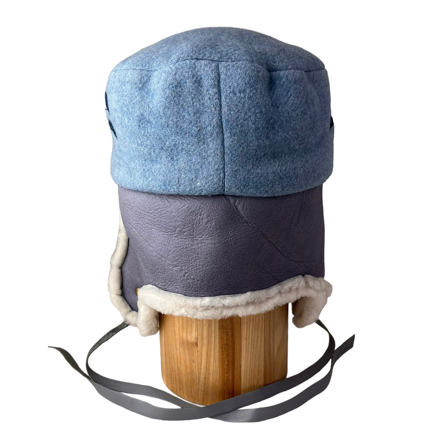 Winter Wave Trapper Helmet Hat Large Baby Blue White Fur