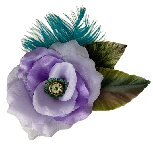 Purple Lilac Rose Fascinator Hair Clip