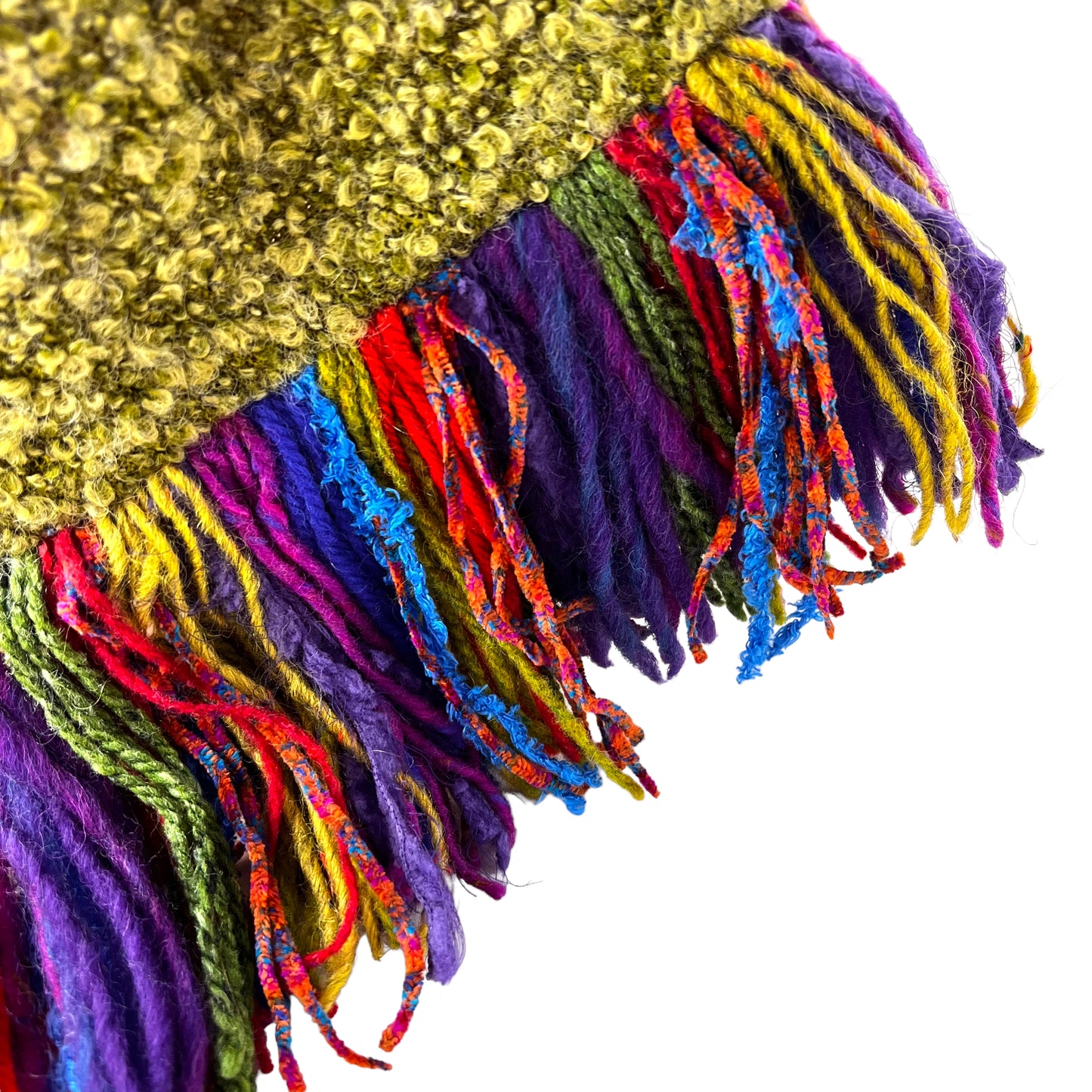 Boucle Double Knit Layer Fringe Scarf Lime 1