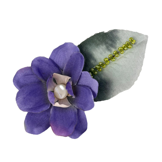 Small Flower Hat Clip Mauve green beads back