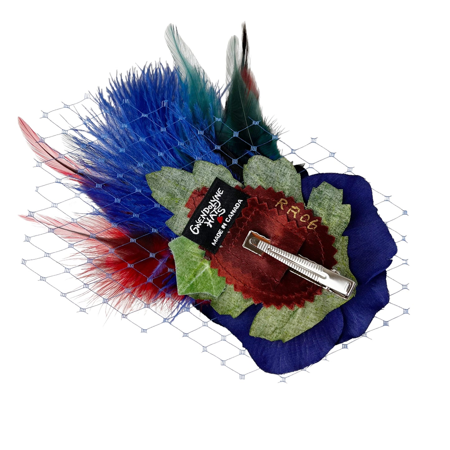 Blue Navy Rose Fascinator Ostrich Feather Hair Clip