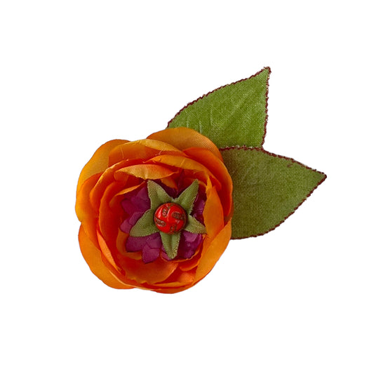 Small Flower Hat Clip Orange Lime