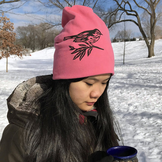 Warbler Slouchy Bird Toque Hat Pink