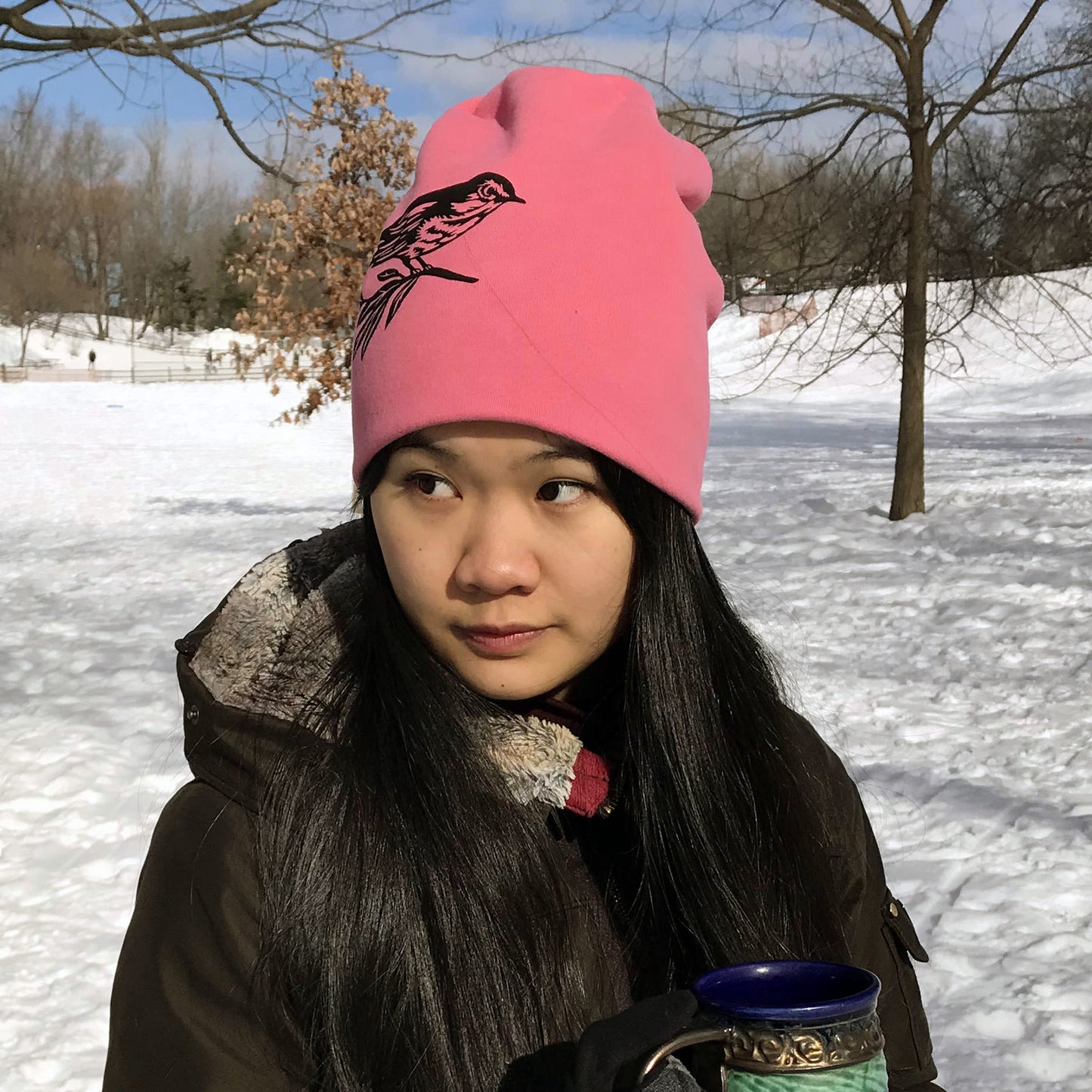 Warbler Slouchy Bird Toque Hat Pink