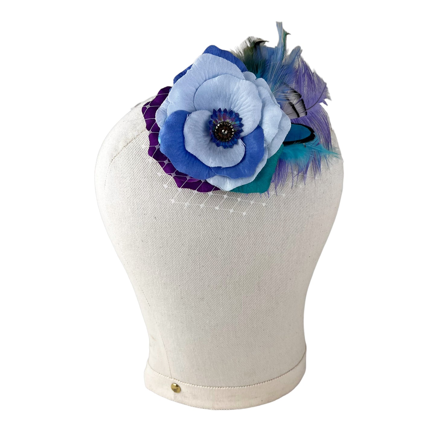 Blue Lilac Rose Fascinator Hair Clip Pastel