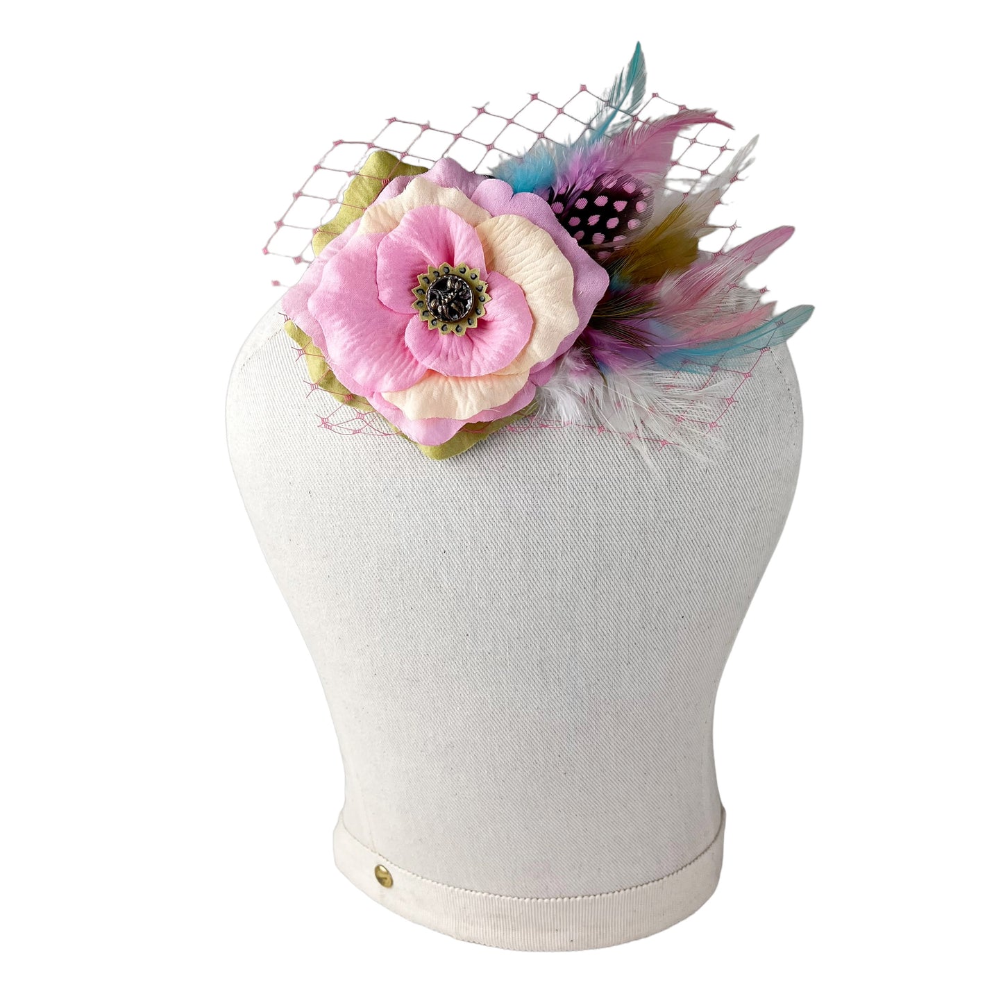 Pink Pastel Rose Fascinator Hair Clip
