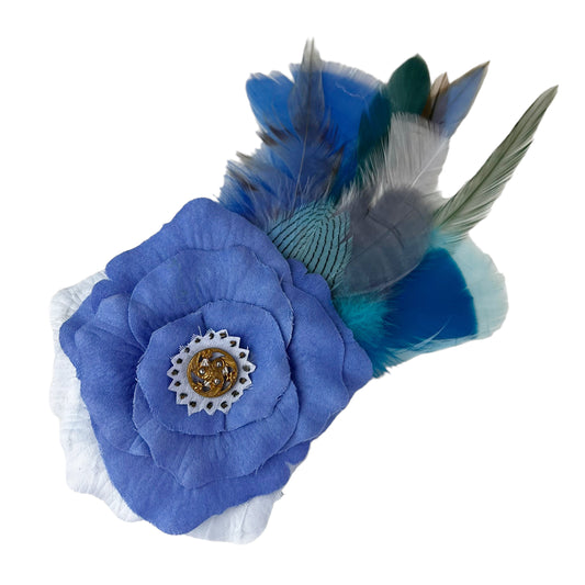 Blue Rose Feather Fascinator Hair Clip