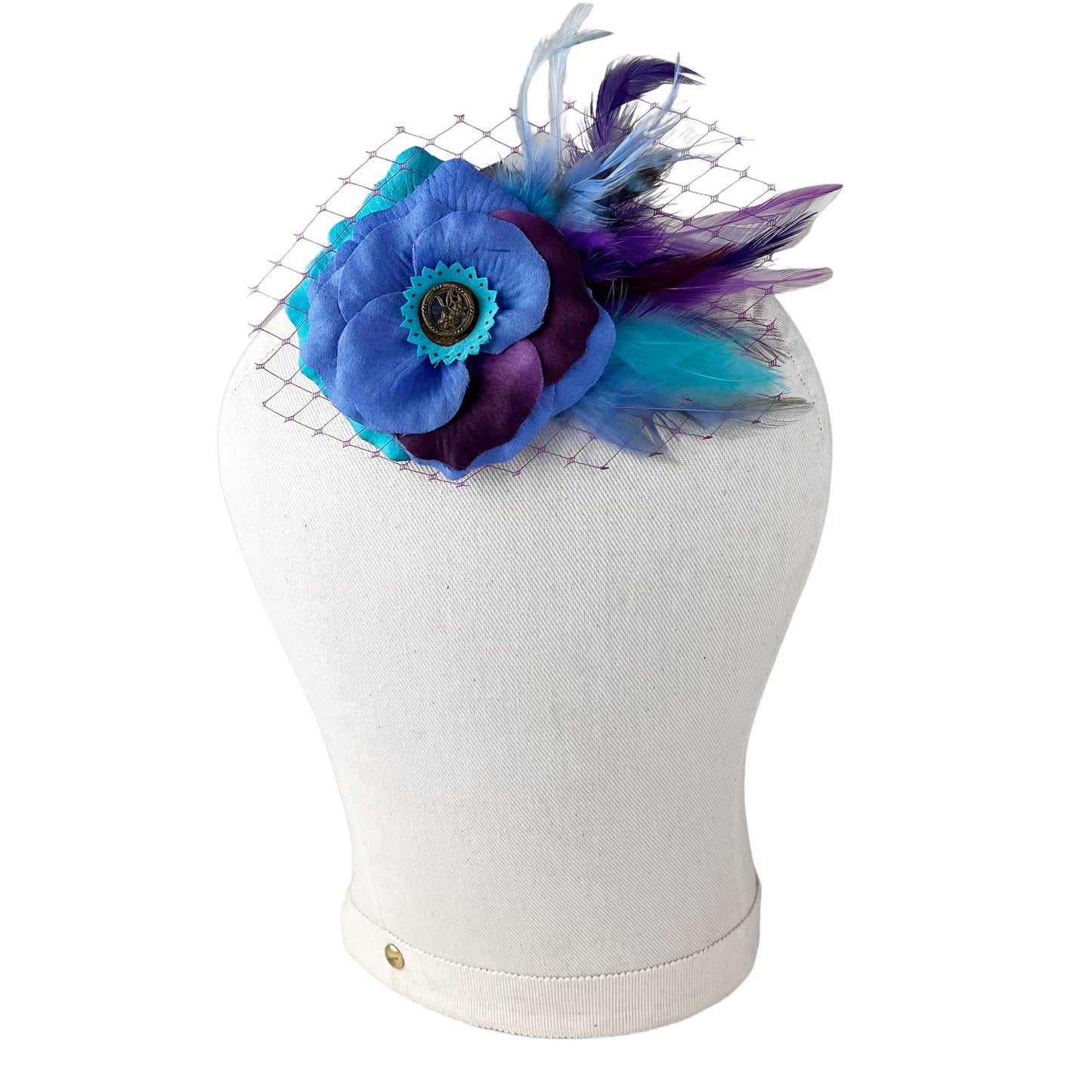 Blue Periwinkle Rose Fascinator Hair Clip