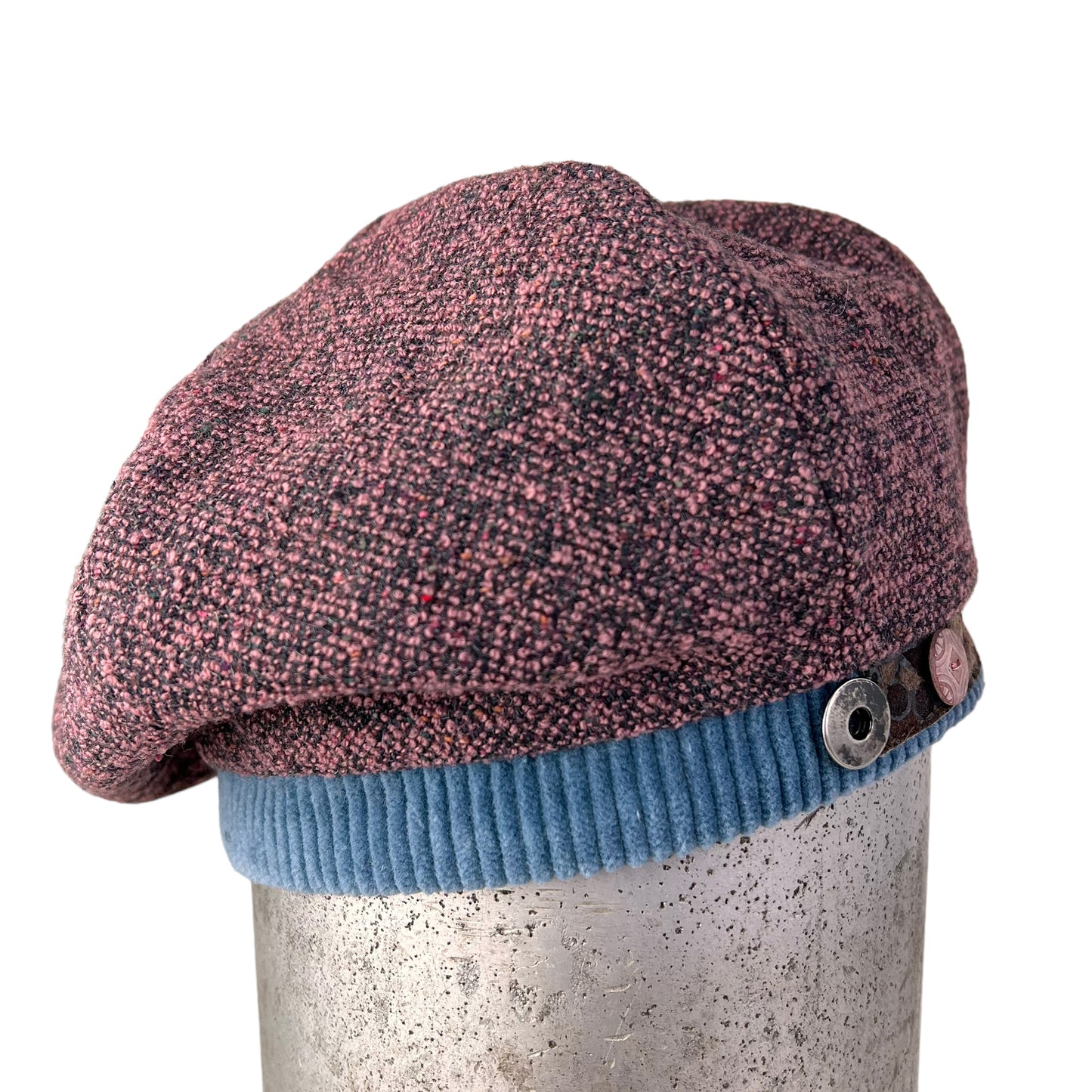 Bella Beret Wool Tam Large Dusty Pink Baby Blue