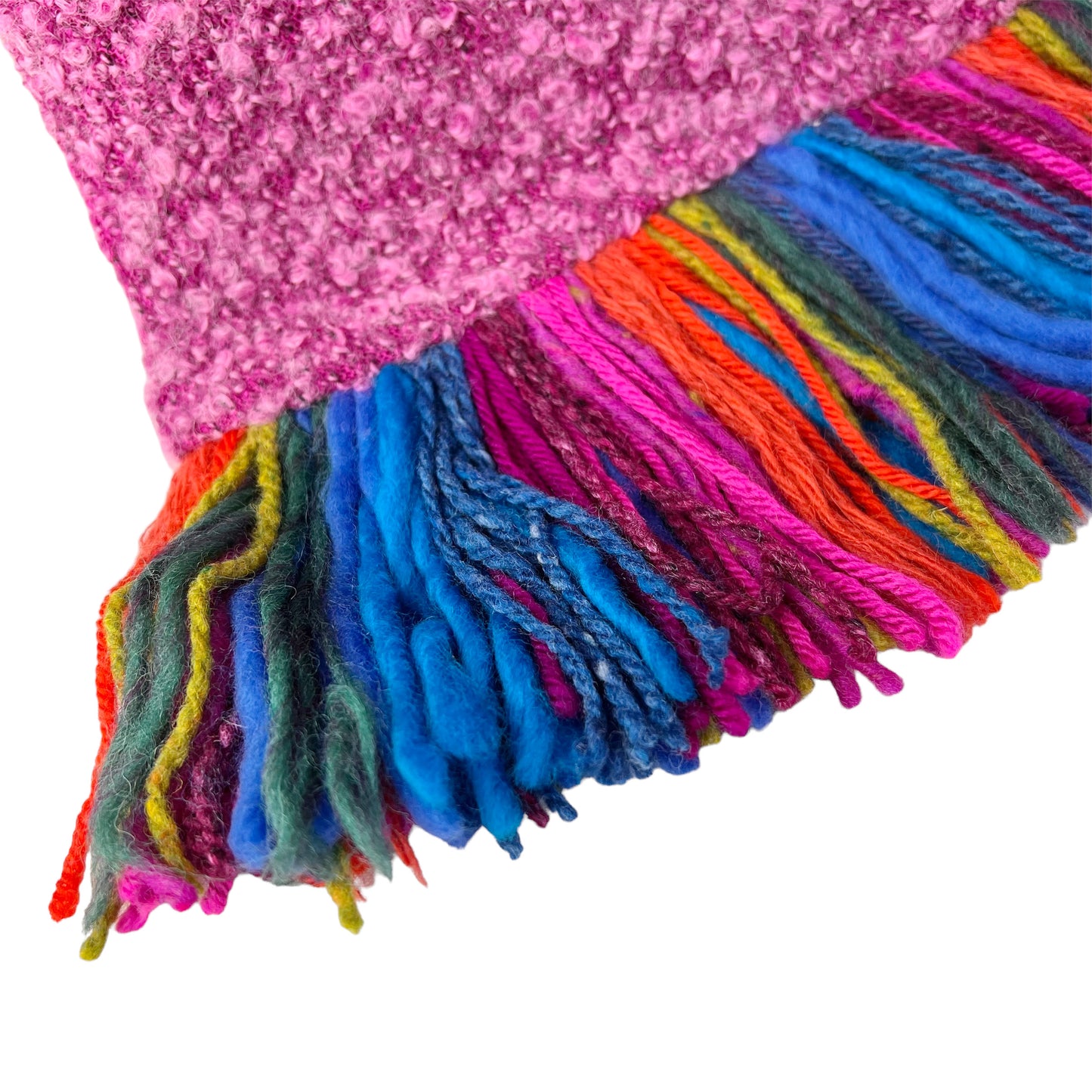 Boucle Double Knit Layer Fringe Scarf Pink
