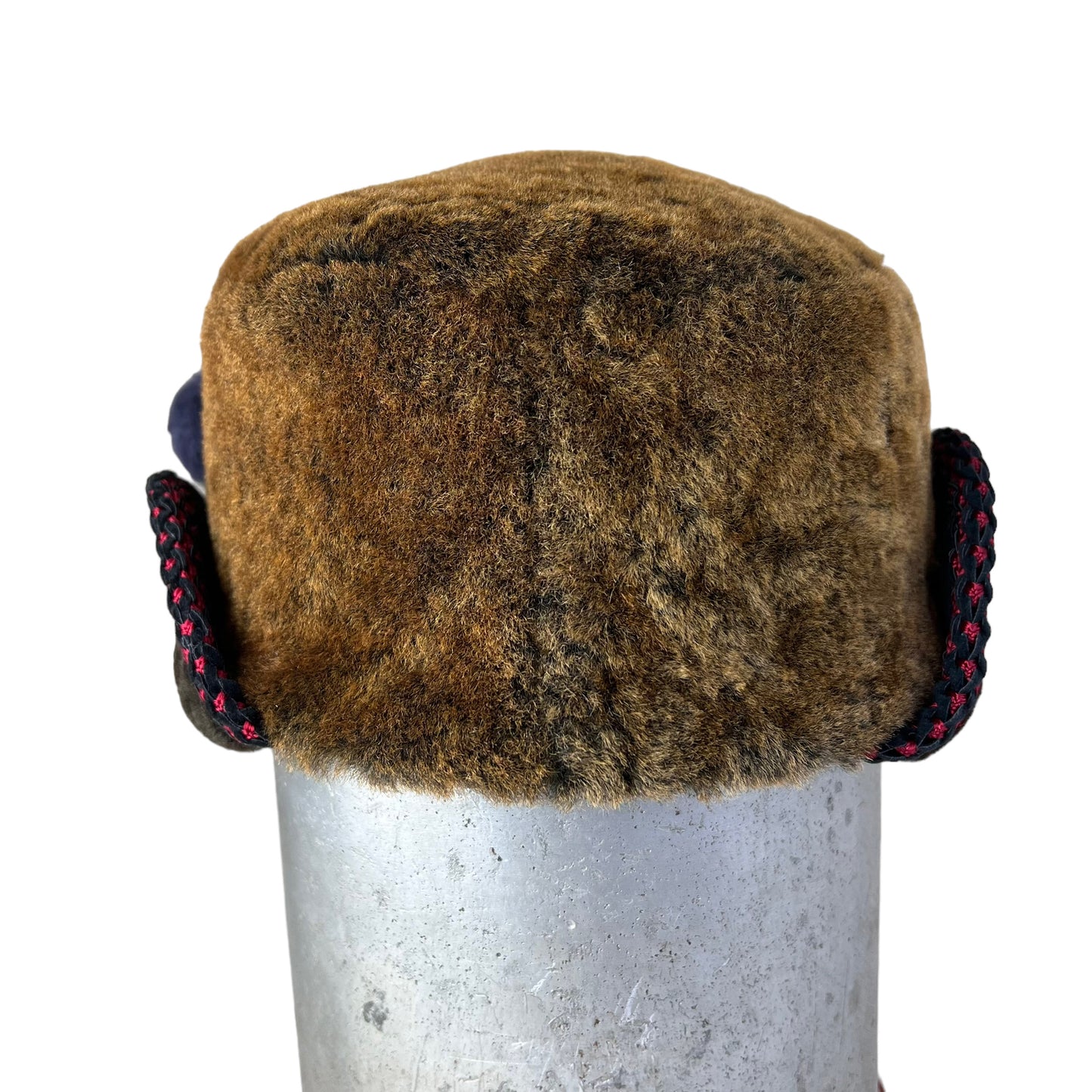 Pom Pom Fur Ear Flap Small Helmet Hat Brown