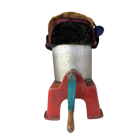 Pom Pom Fur Ear Flap Small Helmet Hat Brown