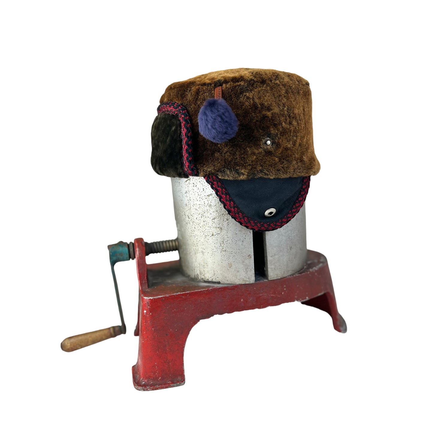 Pom Pom Fur Ear Flap Small Helmet Hat Brown
