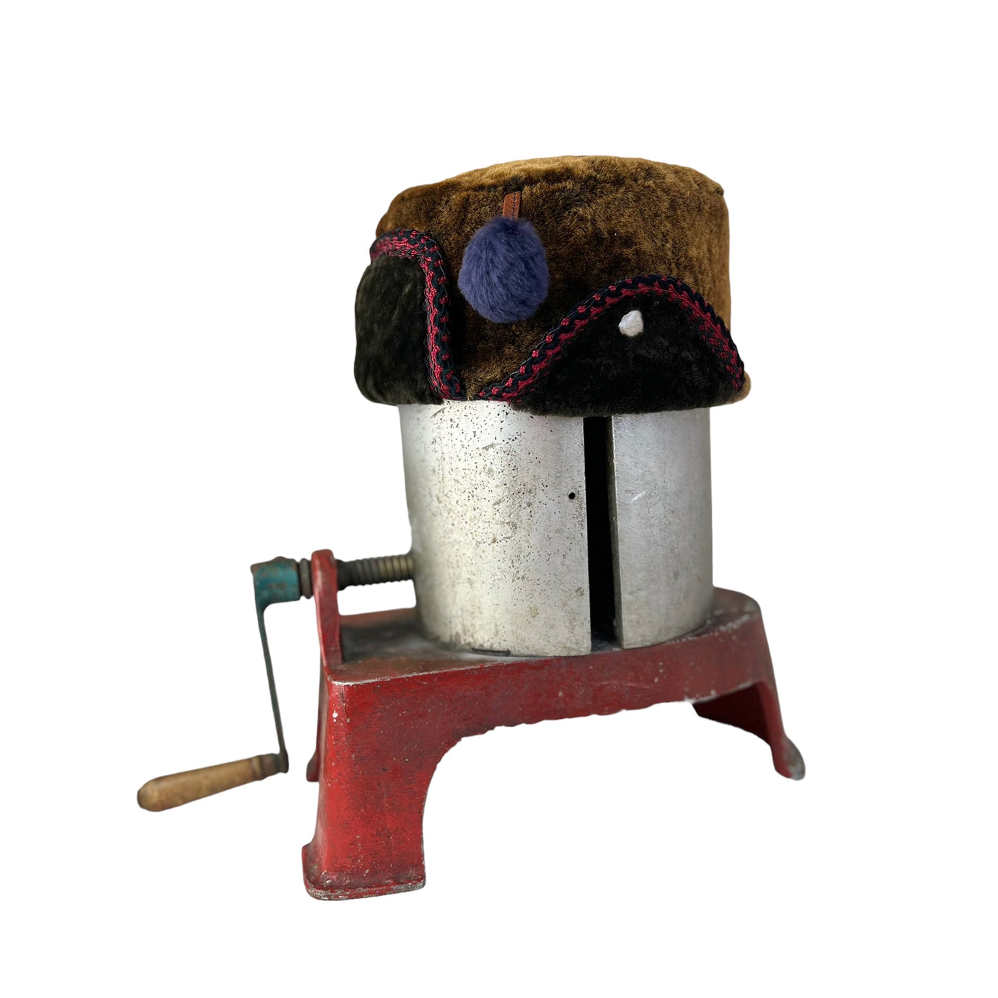 Pom Pom Fur Ear Flap Small Helmet Hat Brown