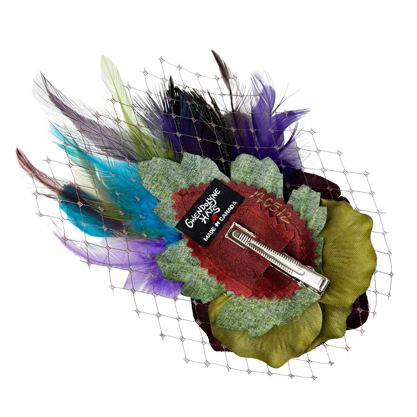 Purple Peacock Rose Fascinator Hair Clip