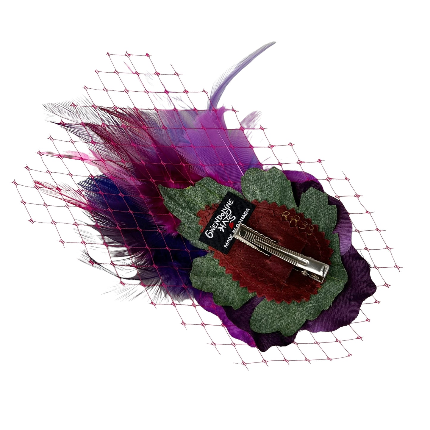 Purple Pink Rose Fascinator Clip