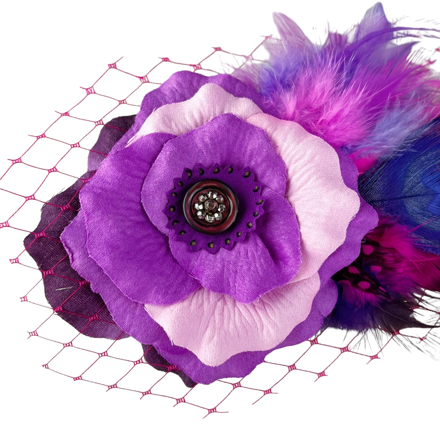 Purple Pink Rose Fascinator Clip