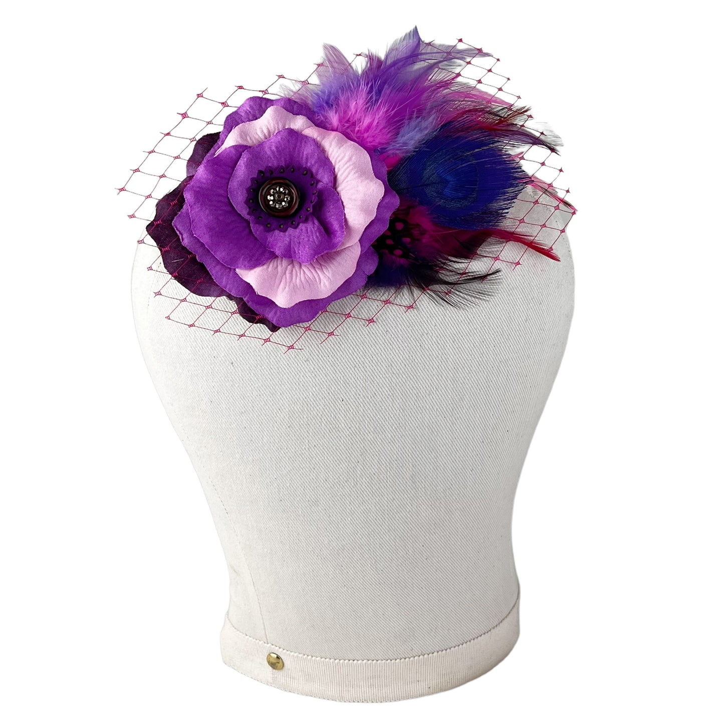 Purple Pink Rose Fascinator Clip