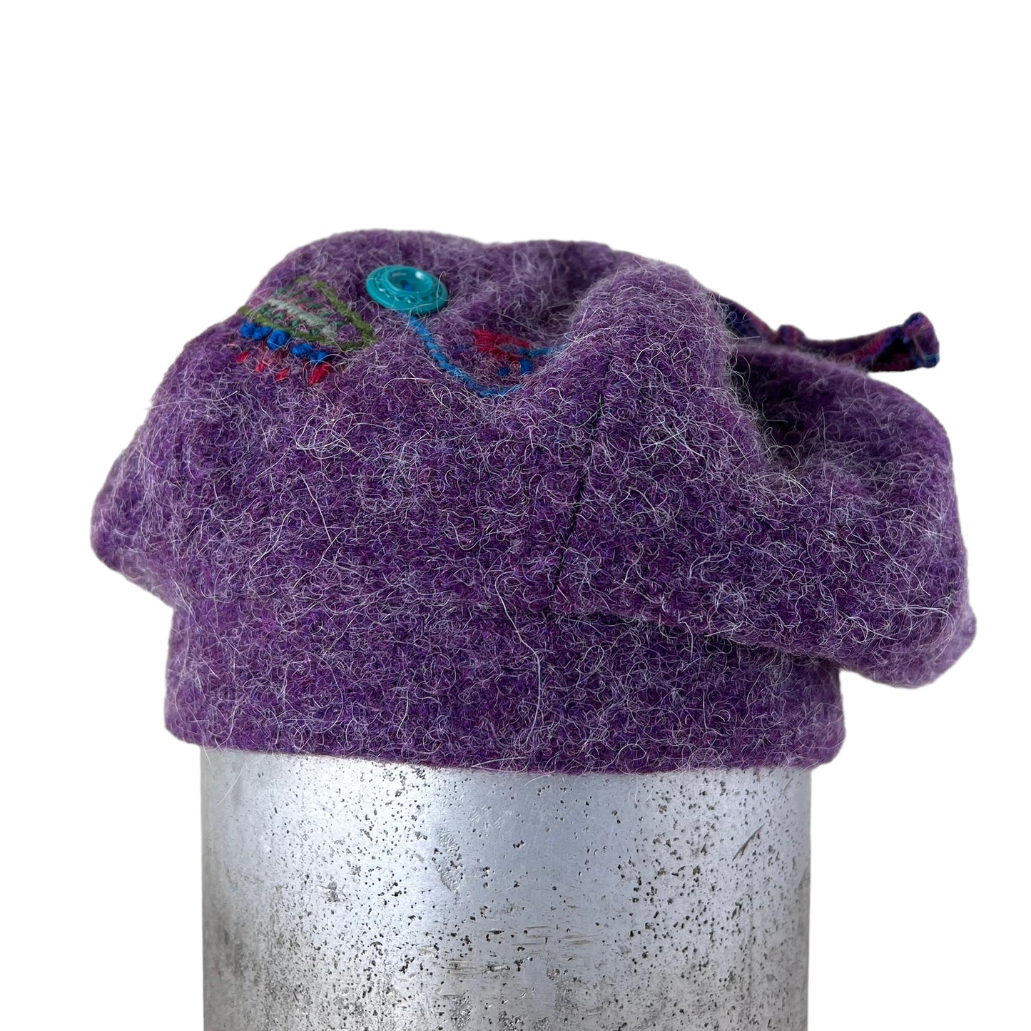 Purple Pumpkin 2 Wool Knit Beret Embroidered with Buttons PPE2