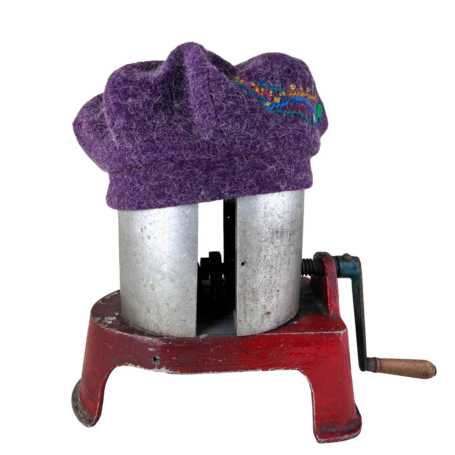 Purple Pumpkin Wool Knit Beret Embroidered with Buttons PPE1