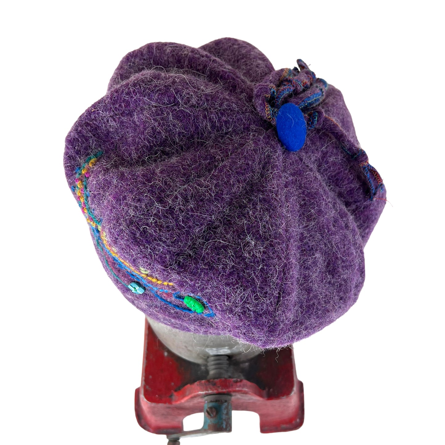 Purple Pumpkin Wool Knit Beret Embroidered with Buttons PPE1